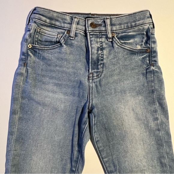 Express Women Light Wash Ripped Distressed Cropped Skinny Mid Rise Jeans  Sz 0/R - Picture 3 of 9